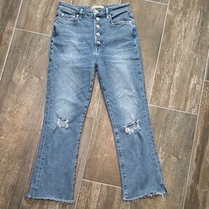 7 For All Mankind Luxe Vintage Ultra High Rise slim kick Button-Fly Jeans